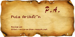 Puia Arikán névjegykártya